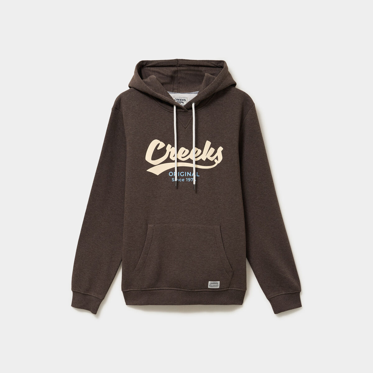 Sweat hoodie 1 poche et capuche marron chocolat homme