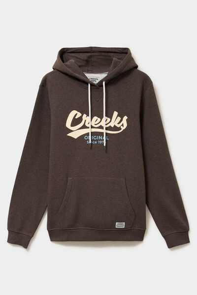 Sweat hoodie 1 poche et capuche marron chocolat homme