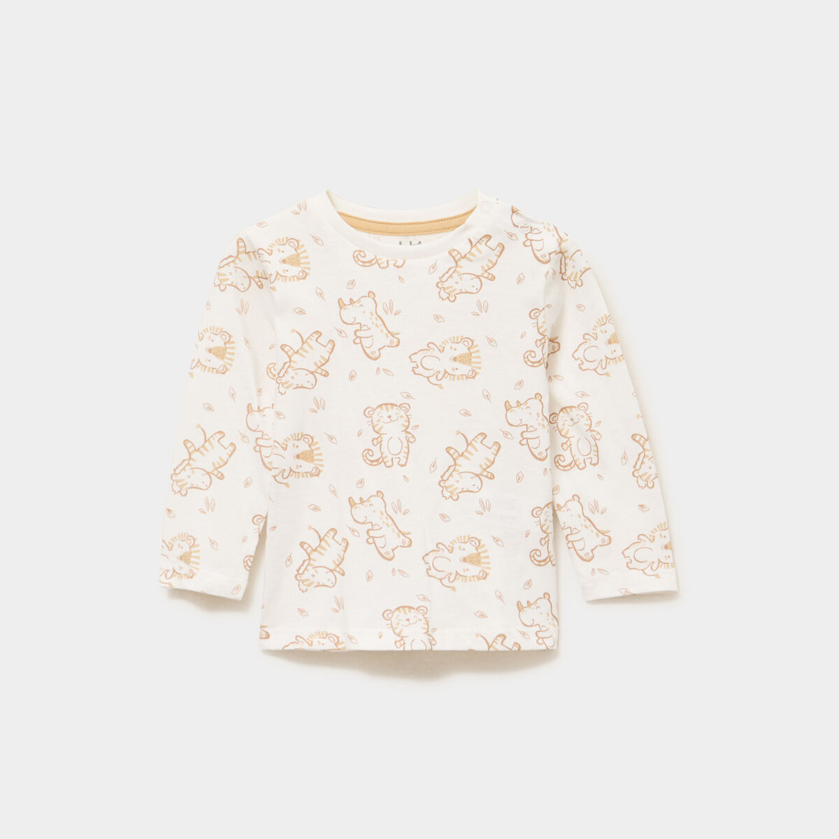 T-shirt manches longues coton beige b&eacute;b&eacute; gar&ccedil;on