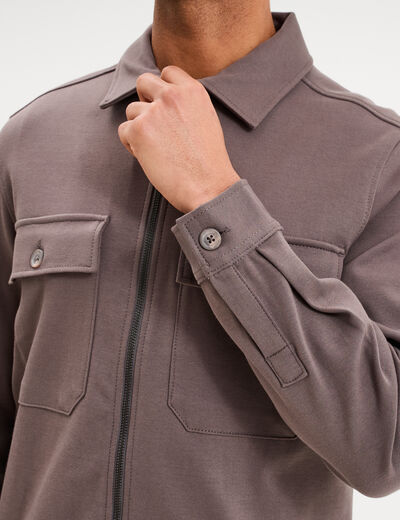 Surchemise zipp&eacute;e manches longues gris fonc&eacute; homme