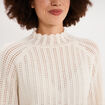 Pull col montant textur&eacute; manches longues blanc femme