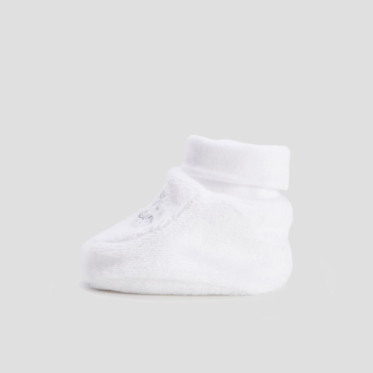Chaussons effet velours blanc b&eacute;b&eacute;