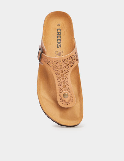 Mules d&eacute;tails ajour&eacute;s en cuir Creeks marron femme