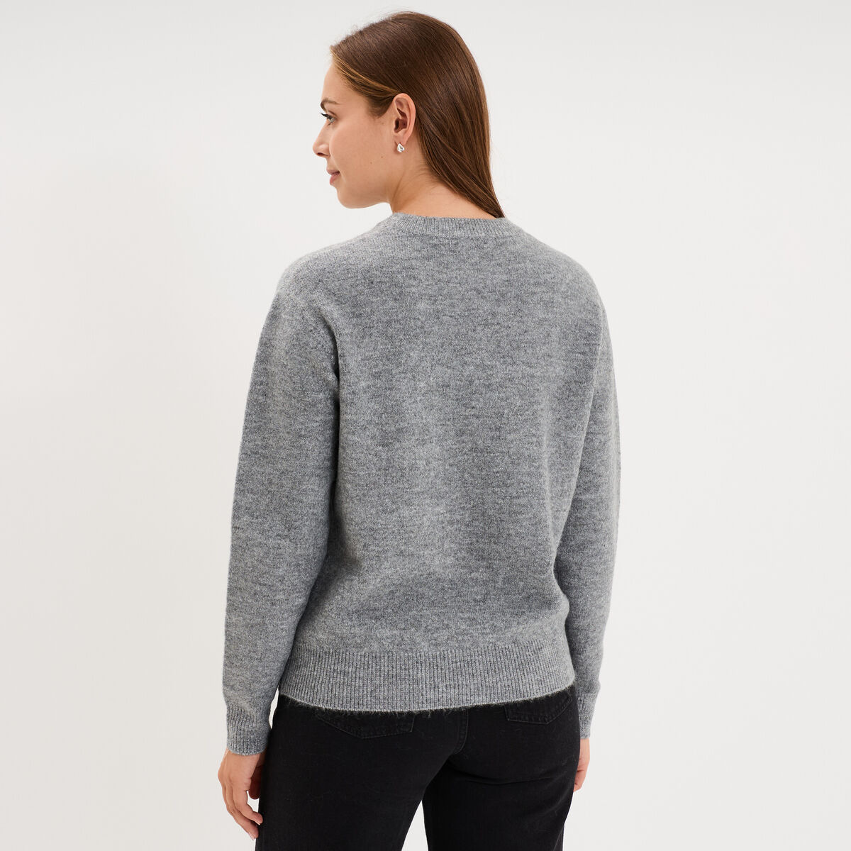 Pull de No&euml;l avec sequins gris clair femme