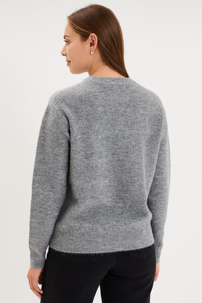 Pull de No&euml;l avec sequins gris clair femme