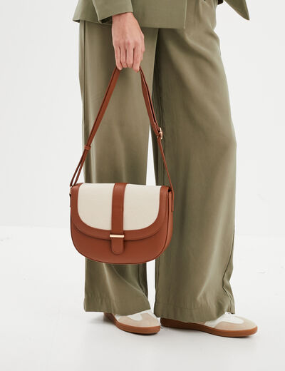 Sac besace en bandoulière marron cognac femme