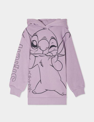 Sweat à capuche hoodie Stitch parme fille
