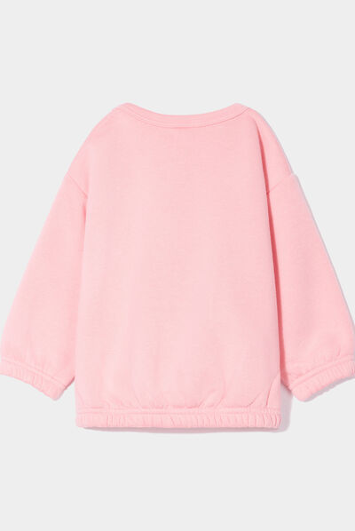 Sweat manches longues épaule boutonnée rose bébé fille