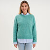 Pull col rond manches longues bleu canard femme