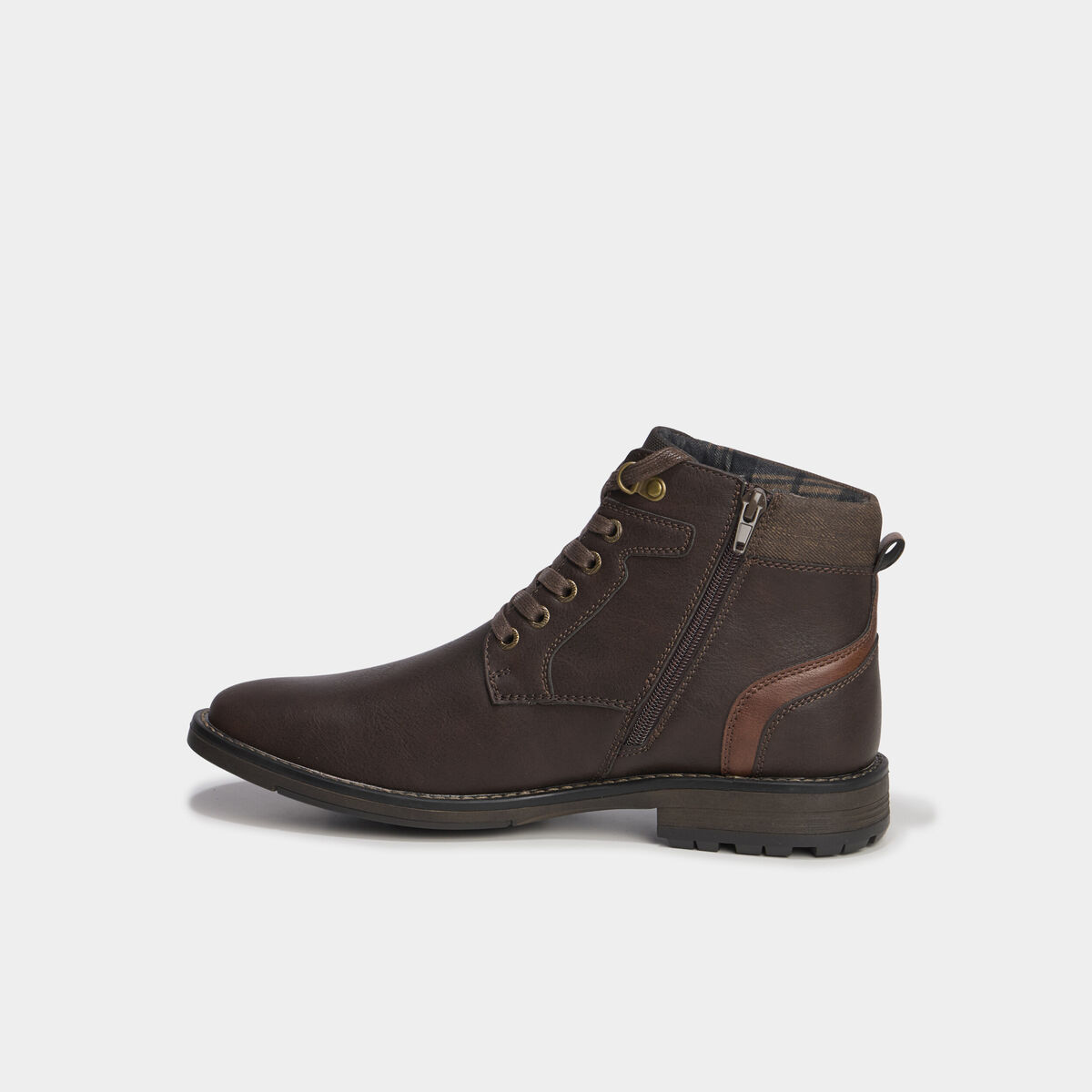 Bottines montantes zipp&eacute;es &agrave; lacets marron homme