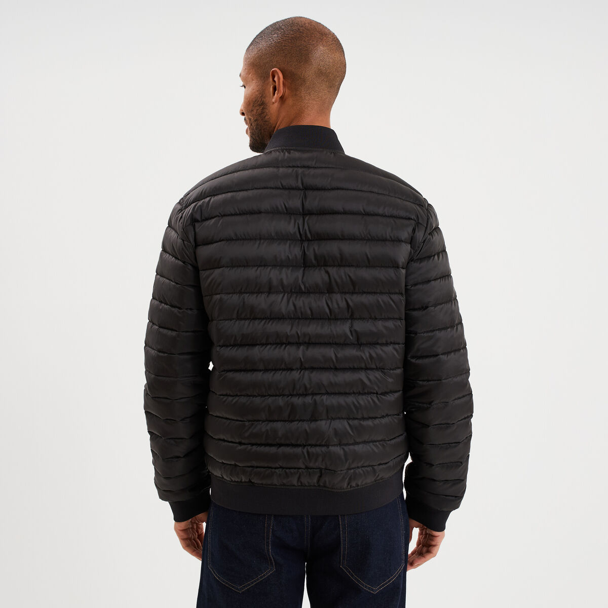 Doudoune l&eacute;g&egrave;re d&eacute;perlante col teddy noir homme