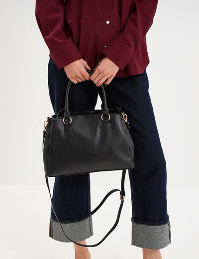 Sac &agrave; main bandouli&egrave;re amovible 3 poches noir femme