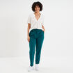 Pantalon city paperbag ceinturé 7/8ème vert foncé femme