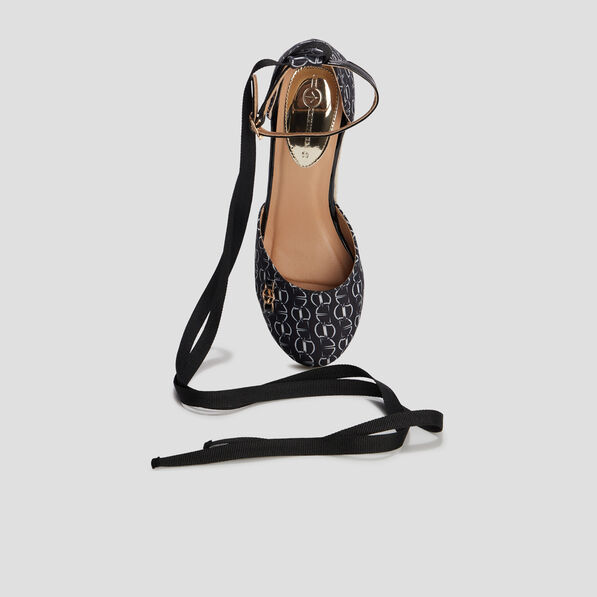 Sandales espadrilles compensées à laçage noir femme