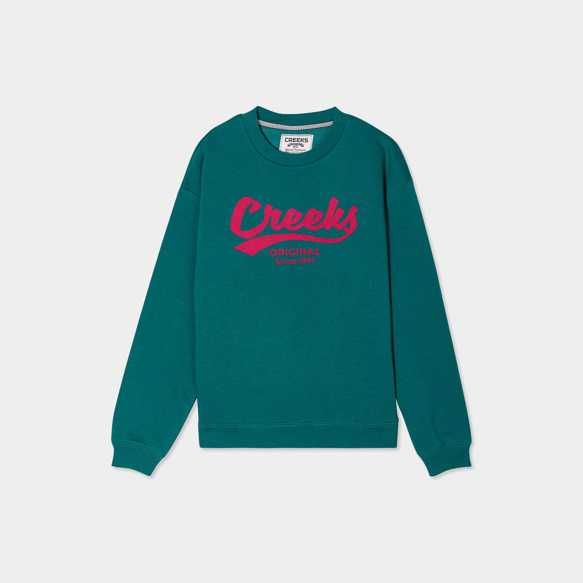 Sweat col rond manches longues Creeks vert foncé femme