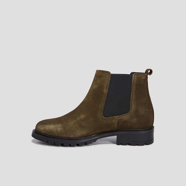 bottines chelsea en cuir vert kaki femme Bottines chelsea en cuir vert kaki femme