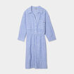 Robe col chemise 2 poches mélange lin bleu femme