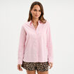 Chemise manches longues 1 poche coton rose clair femme