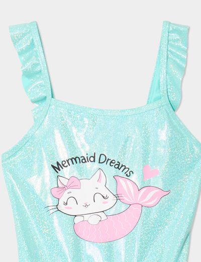Maillot de bain une pièce paillettes vert clair fille