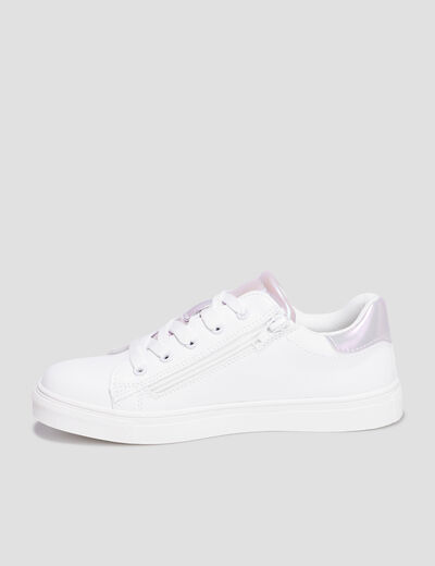 Tennis basses zippées Liberto blanc fille