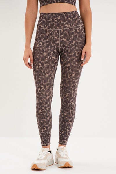 Legging de sport stretch taille haute beige femme