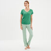 Ensemble pyjama manches courtes 2 pi&egrave;ces vert femme