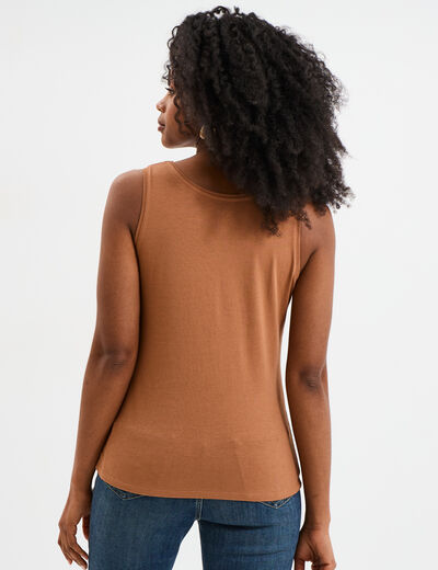 Débardeur bretelles larges coton marron clair femme