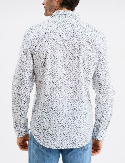 Chemise ajustée col français blanc homme