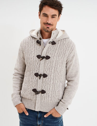 Gilet &agrave; capuche fourr&eacute;e ivoire homme