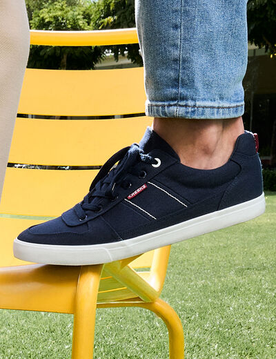 Tennis basses à lacets bleu homme