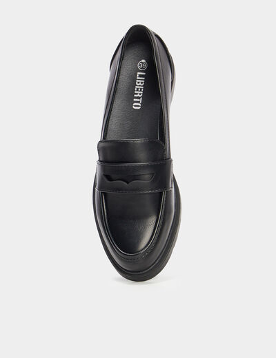 Mocassins semelle épaisse crantée noir femme