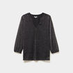 Blouse manches 3/4 pliss&eacute;e paillettes noir femme grande taille