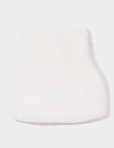 Gilet fausse fourrure sans manches blanc bébé fille
