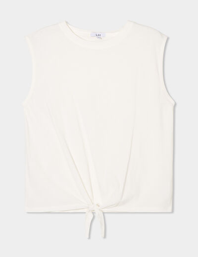 Débardeur noué sans manches coton blanc femme