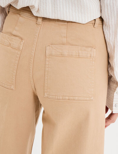 Pantalon large 7/8ème coton sable femme