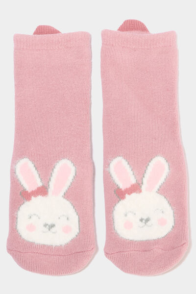Chaussettes d'int&eacute;rieur rose b&eacute;b&eacute; fille