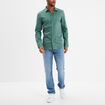 Chemise effet stretch manches longues vert foncé homme