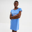 Chemise de nuit courte coton bleu electrique femme