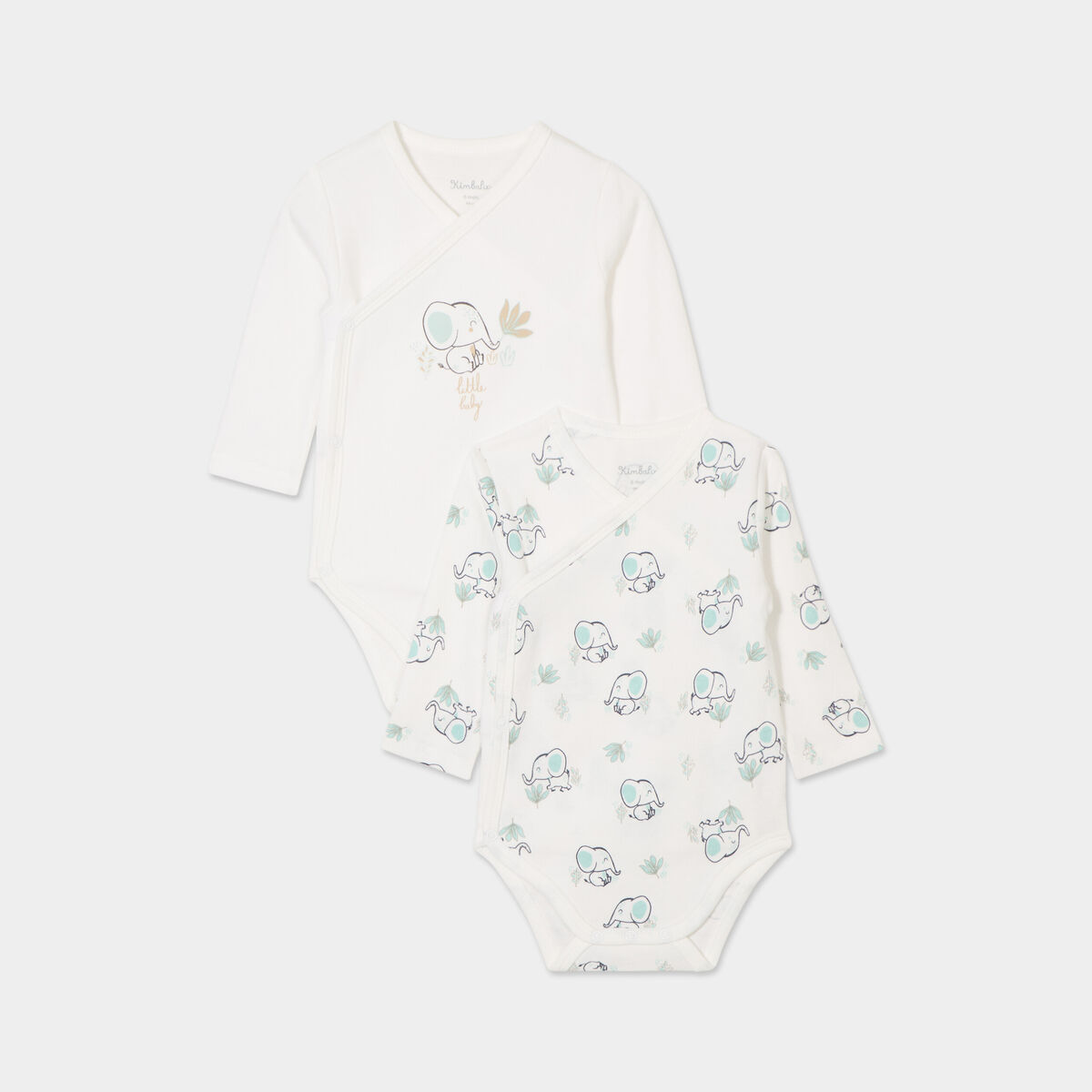 Lot 2 bodies croisés coton ivoire bébé
