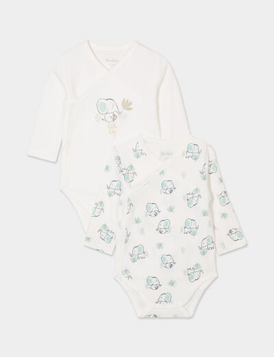 Lot 2 bodies croisés coton ivoire bébé