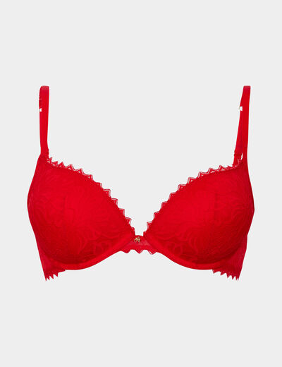 Soutien-gorge push up dentelle rouge femme