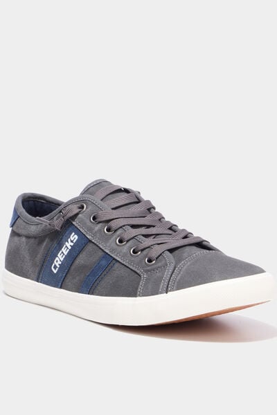 Baskets basses en toile effet denim gris homme