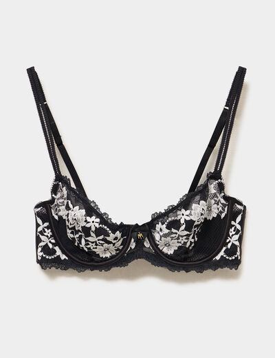 Soutien-gorge corbeille avec dentelle noir femme