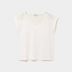 T-shirt col en V ajour&eacute; &eacute;paules et dos blanc femme