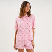 Ensemble pyjama short et chemise ecru femme