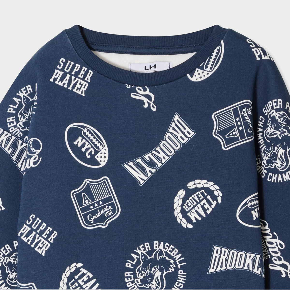 Sweat col rond manches longues bleu marine garçon