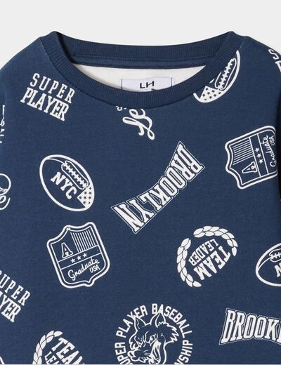 Sweat col rond manches longues bleu marine garçon