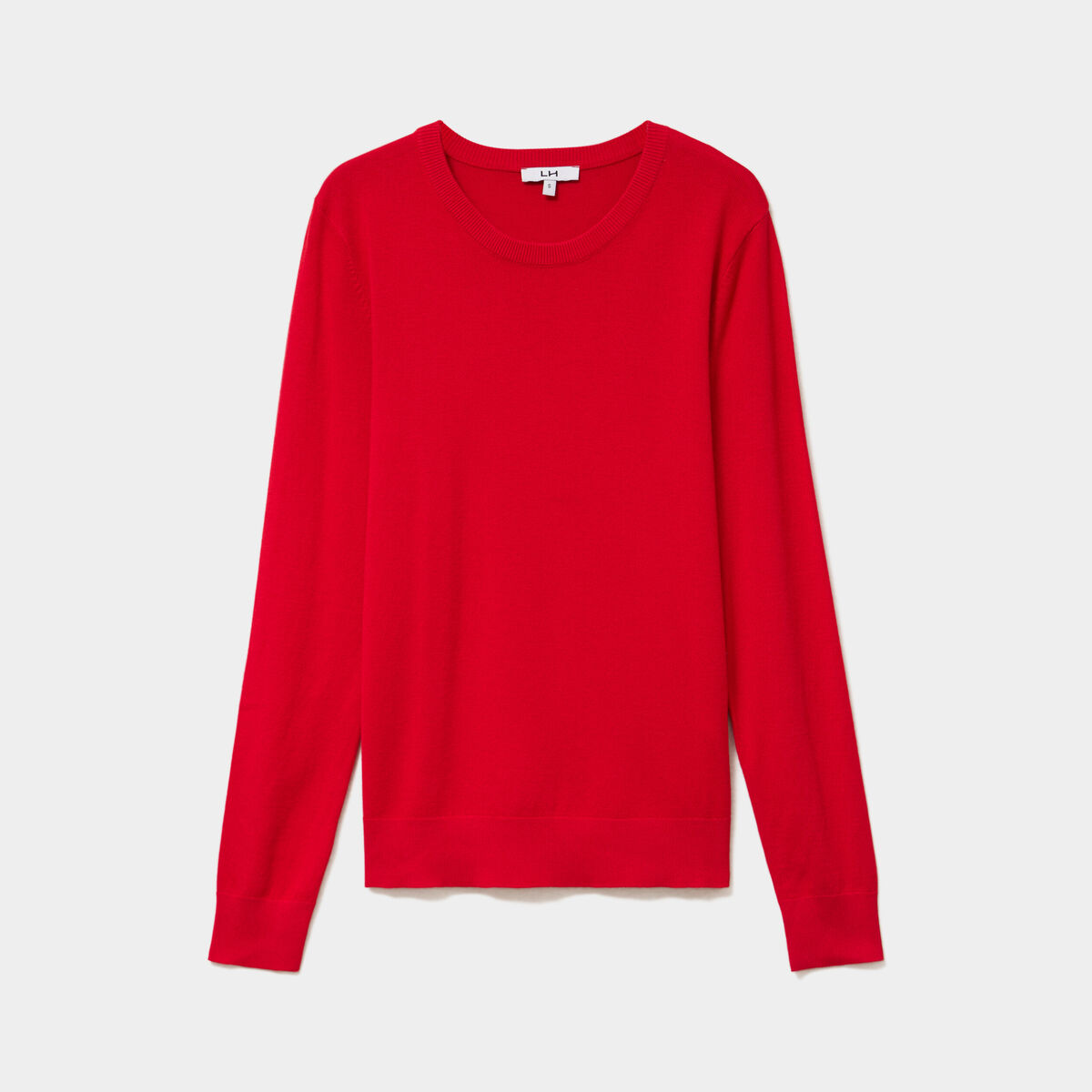 Pull col rond manches longues rouge femme