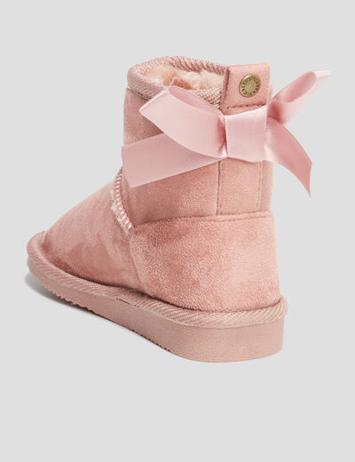 Bottines fourrées avec noeud rose fille
