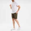 Bermuda short chino droit coton stretch vert kaki homme